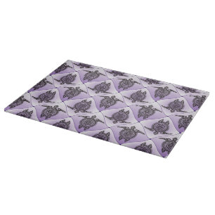 Planche À Découper Motif de tortues de mer chamanique - violet