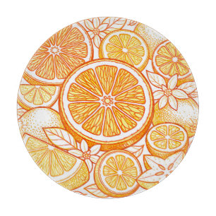 Planche À Découper Motif de tranche d'orange agrumes vibrant