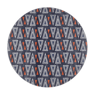 Planche À Découper Motif de triangles géométriques bleu foncé et roug