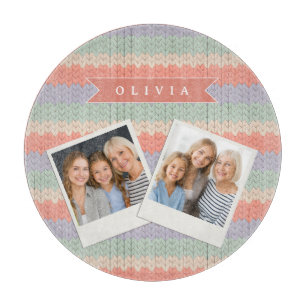 Planche À Découper Motif de tricot pastel scandinave personnalisé Nom