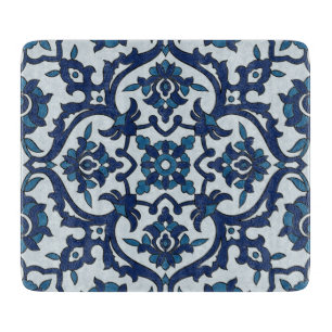 Planche À Découper Motif de tuiles florales Azulejos bleu-portugais