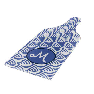 Planche À Découper Motif de vague japonais et monogramme