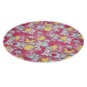 Planche À Découper Motif d'enfant de Kawaii avec des griffonnages