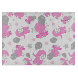 Planche À Découper Motif Des Eléphants Roses, Eléphants Mignons, Étoi