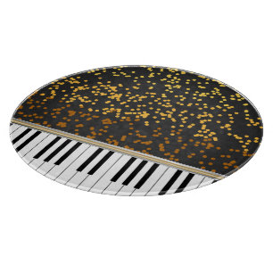Planche À Découper Motif des Pois de Piano Keys Gold