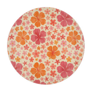 Planche À Découper Motif d'hibiscus hawaïen des années 60