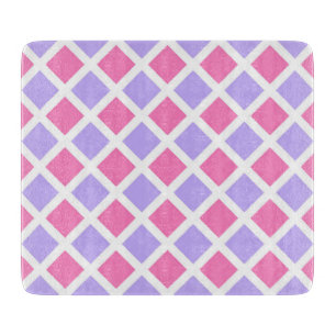 Planche À Découper Motif diamant à carreaux rose violet