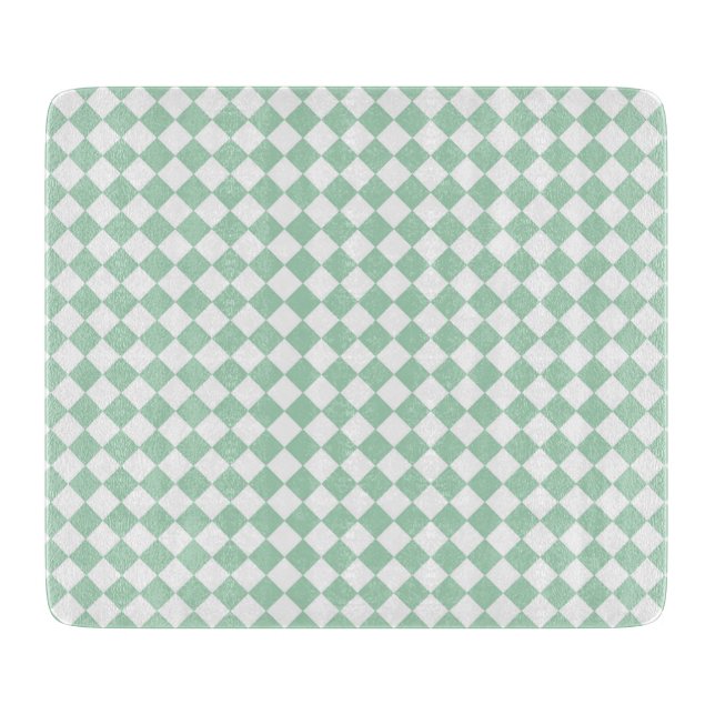 Planche À Découper Motif diamant à carreaux vert et blanc (Devant)