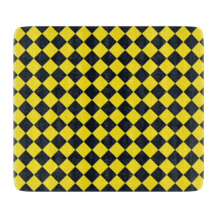 Planche À Découper Motif diamant jaune de damier noir