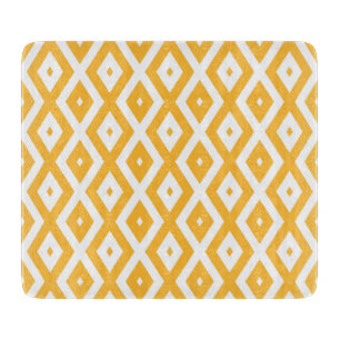 Planche À Découper Motif diamant jaune et blanc soleil