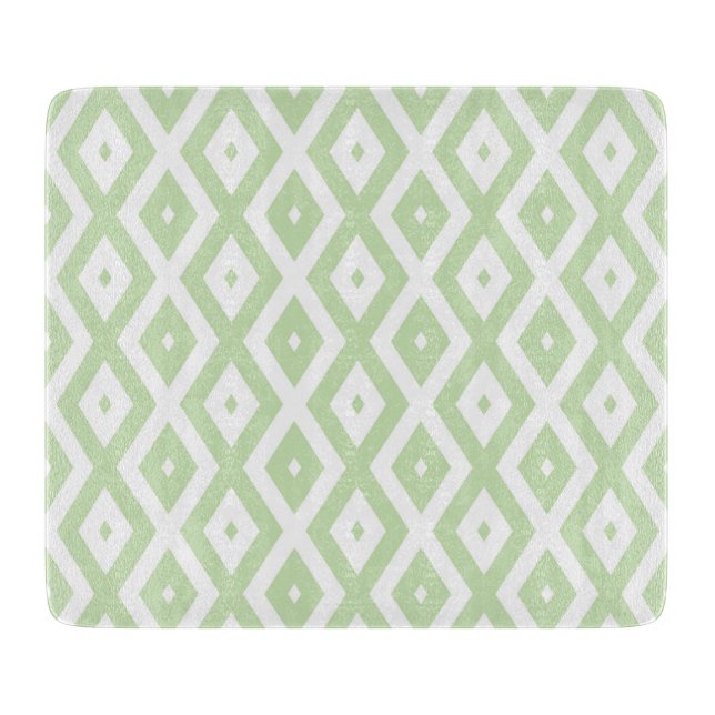 Planche À Découper Motif diamant vert pâle et blanc (Devant)