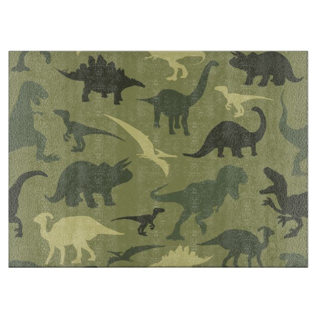 Planche À Découper Motif Dinosaure, Silhouette Dinosaure, Dino Vert (Devant)
