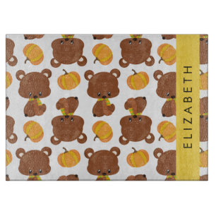 Planche À Découper Motif D'Ours, Mignons Ours, Citrouille, Votre Nom