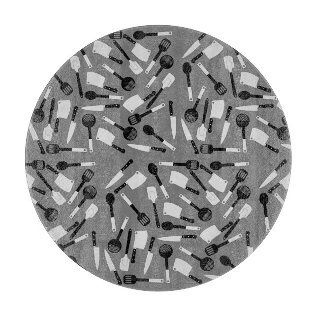 Planche À Découper Motif d'ustensiles de cuisine (Devant)