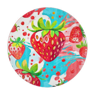 Planche À Découper Motif Éclaboussure de Fraise