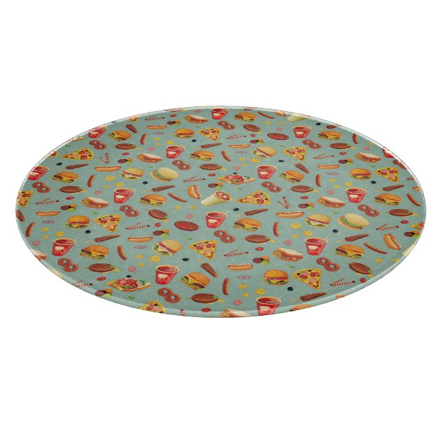 Planche À Découper Motif élégant d'aliments de préparation rapide (Coin)