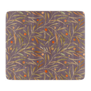 Planche À Découper Motif élégant de feuille à l'aquarelle  Fond viole