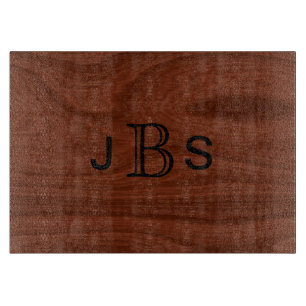 Planche À Découper Motif en bois personnalisé du monogramme 3 initia