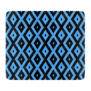 Planche À Découper Motif en diamant bleu ciel et noir