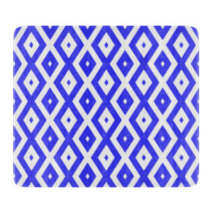 Planche À Découper Motif en diamant bleu et blanc
