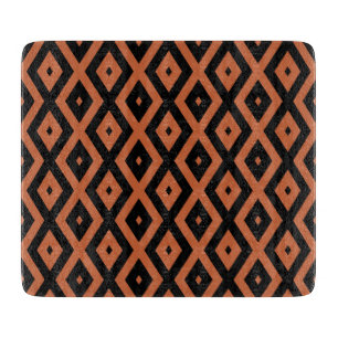 Planche À Découper Motif en diamant orange et noir