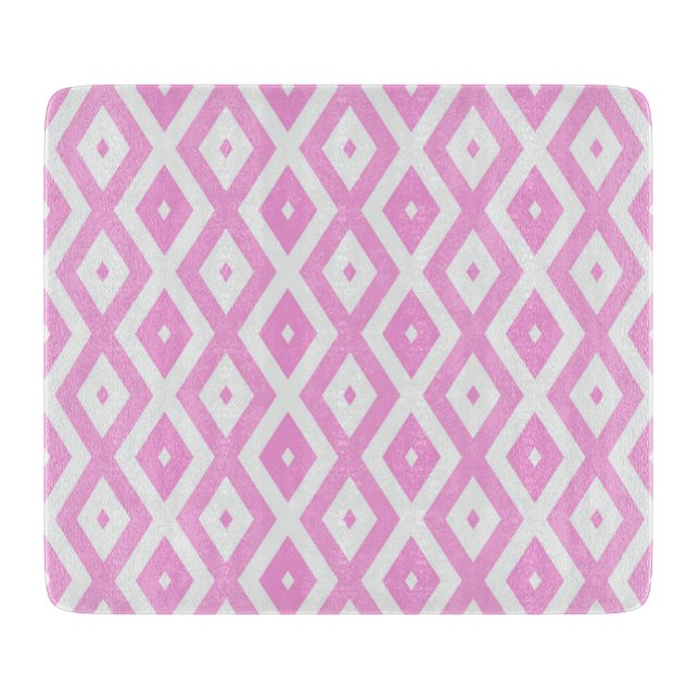 Planche À Découper Motif en diamant rose et blanc (Devant)