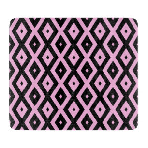 Planche À Découper Motif en diamant rose pâle et noir