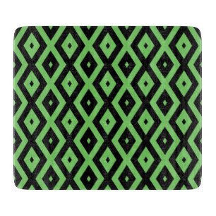 Planche À Découper Motif en diamant vert citron et noir