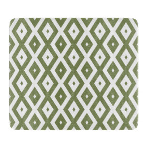 Planche À Découper Motif en diamant vert et blanc