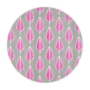 Planche À Découper Motif en feuille de hêtre - Fuchsia rose et argent