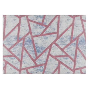 Planche À Découper Motif en mosaïque rose et bleu