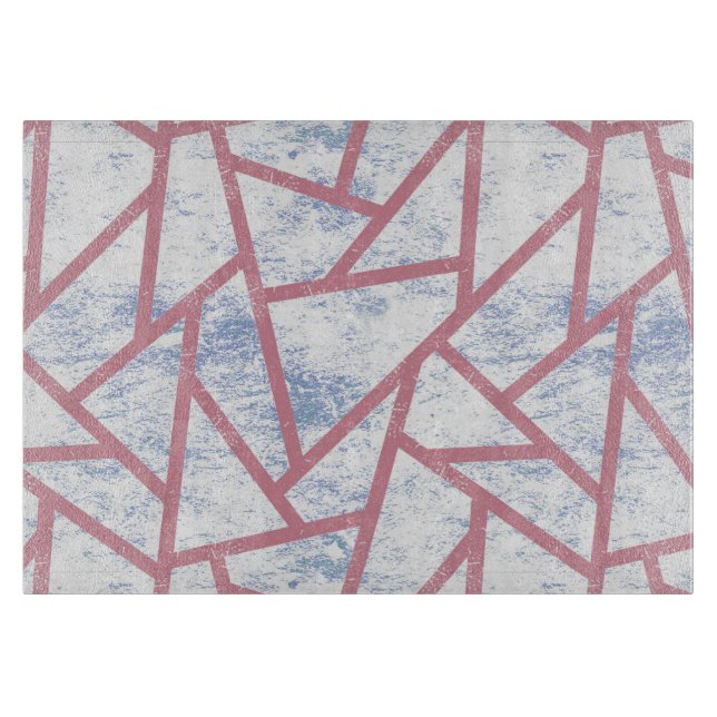 Planche À Découper Motif en mosaïque rose et bleu (Devant)