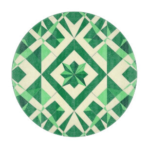 Planche À Découper Motif étoile géométrique vert émeraude