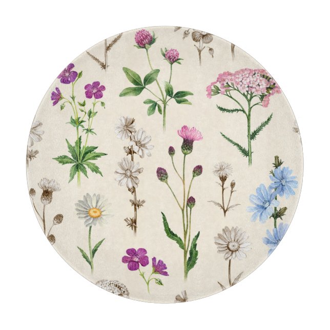 Planche À Découper Motif fleur sauvage aquarelle. (Devant)