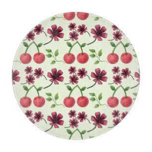 Planche À Découper Motif floral à la cerise rouge