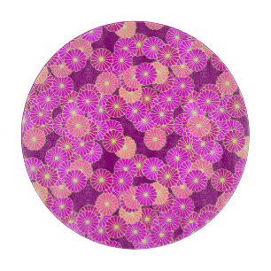 Planche À Découper Motif floral Art Déco - nuances de violet, corail
