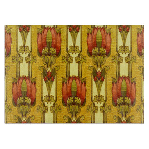 Planche À Découper Motif floral Art Nouveau rouge de tulipe