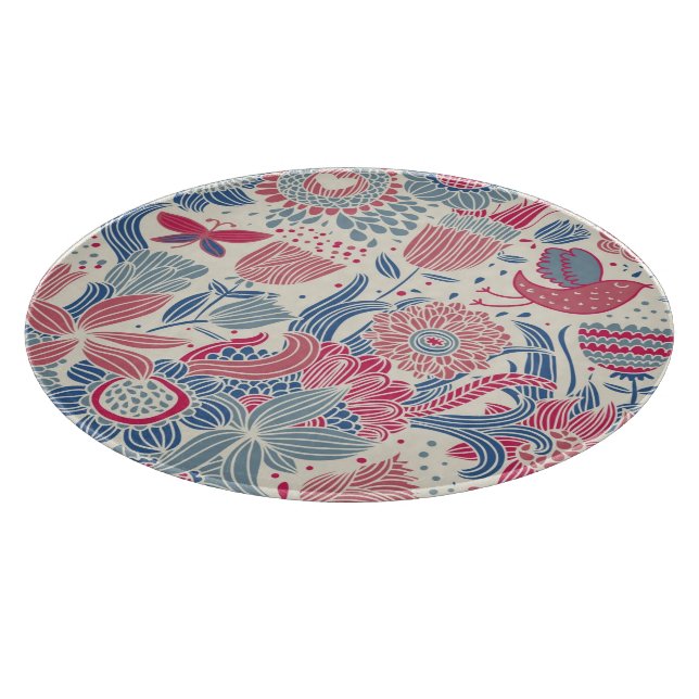 Planche À Découper Motif floral avec l'oiseau et le papillon (Coin)