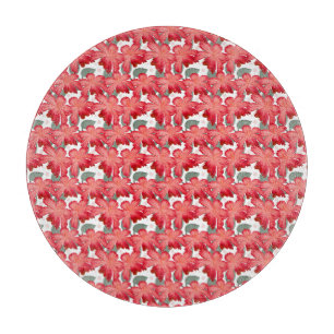 Planche À Découper Motif floral corail vibrant Fleurs rouges audaci