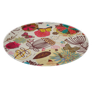 Planche À Découper Motif floral dans le rétro style 4