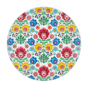 Planche À Découper Motif floral d'art populaire de coeur