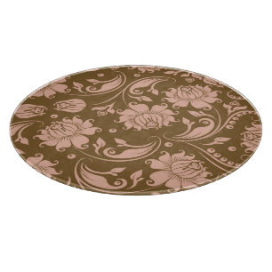 Planche À Découper Motif floral de rose et de brun