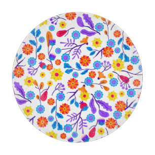 Planche À Découper Motif floral exotique coloré-23165
