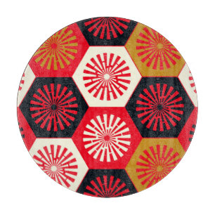 Planche À Découper Motif floral hexagonal de style asiatique