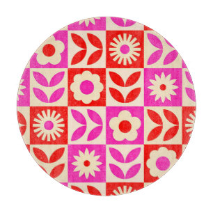 Planche À Découper Motif floral rétro vibrant