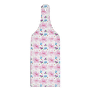 Planche À Découper Motif floral rose aquarelle douce