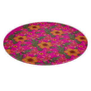 Planche À Découper Motif floral sans couture Fleurs rouges Botanique 