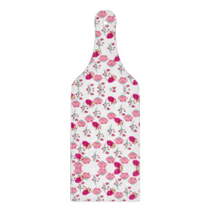 Planche À Découper Motif floral symétrique rose rouge et blush