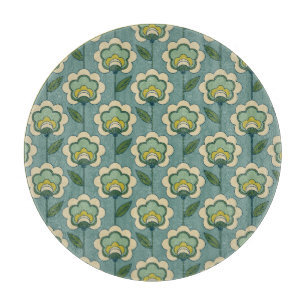 Planche À Découper Motif floral turquoise et jaune
