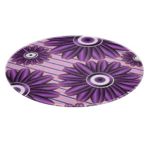 Planche À Découper Motif Floral Violet Design Fleur Moderne Abstraite